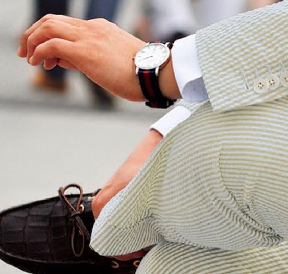 Mens Seersucker Pants - Summer Casual Pinstripe Modern Fit in Color Beige - dress size pants : 28 Unfinished bottom