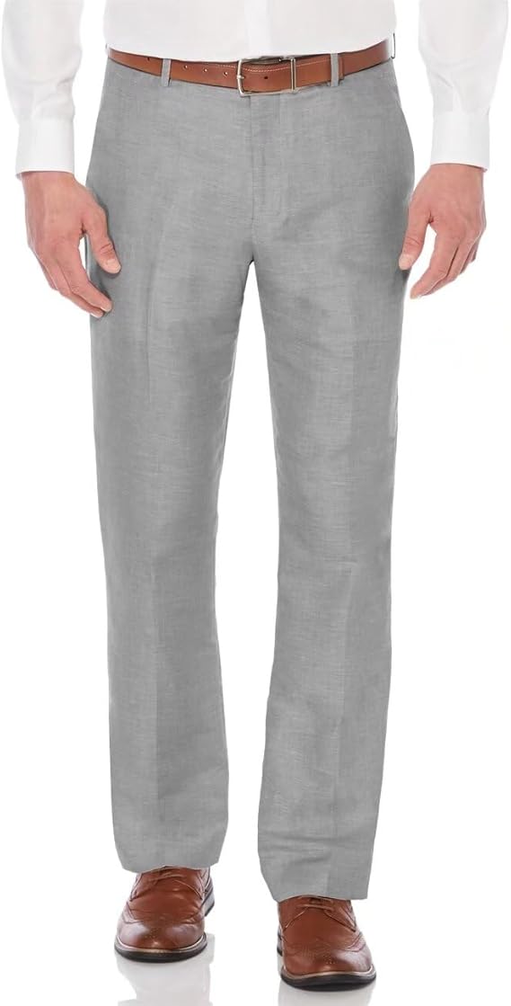 Casual Linen Suit Pants for Men – Breathable Beach Wedding Summer Trousers - dress size pants : 28 Unfinished bottom