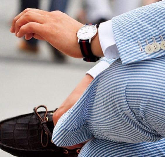 Mens Seersucker Pants - Summer Casual Pinstripe Modern Fit in Color Blue - dress size pants : 28 Unfinished bottom