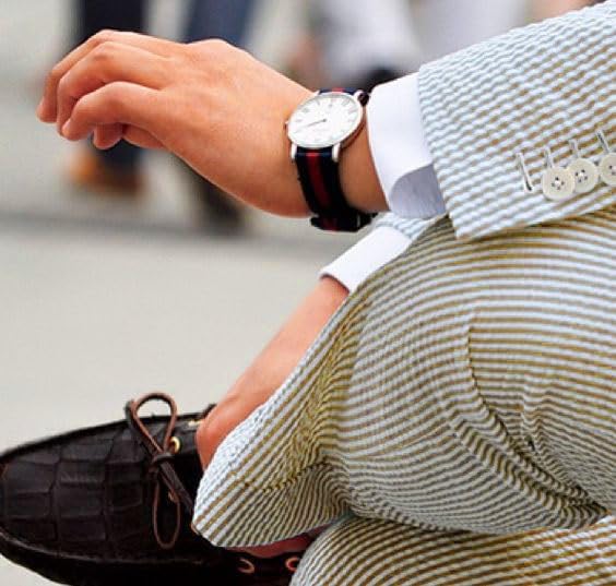 Mens Seersucker Pants - Summer Casual Pinstripe Modern Fit in Color Tan - dress size pants : 28 Unfinished bottom