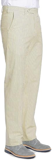 Mens Seersucker Pants - Summer Casual Pinstripe Modern Fit in Color Yellow - dress size pants : 28 Unfinished bottom