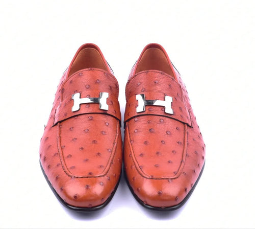 Corrente 5760 Ostrich Quill Slip-On Loafer - Orange - Image 5