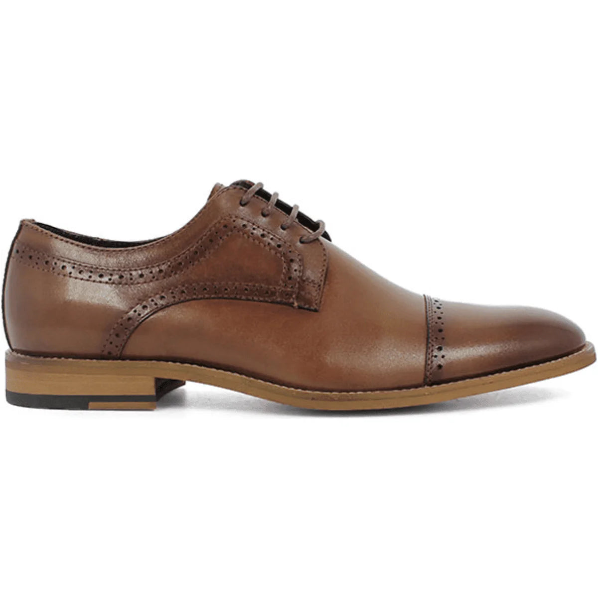 Shoes Stacy Adams Dickinson Cap Toe Oxford Cognac Leather 25066-221 - 6