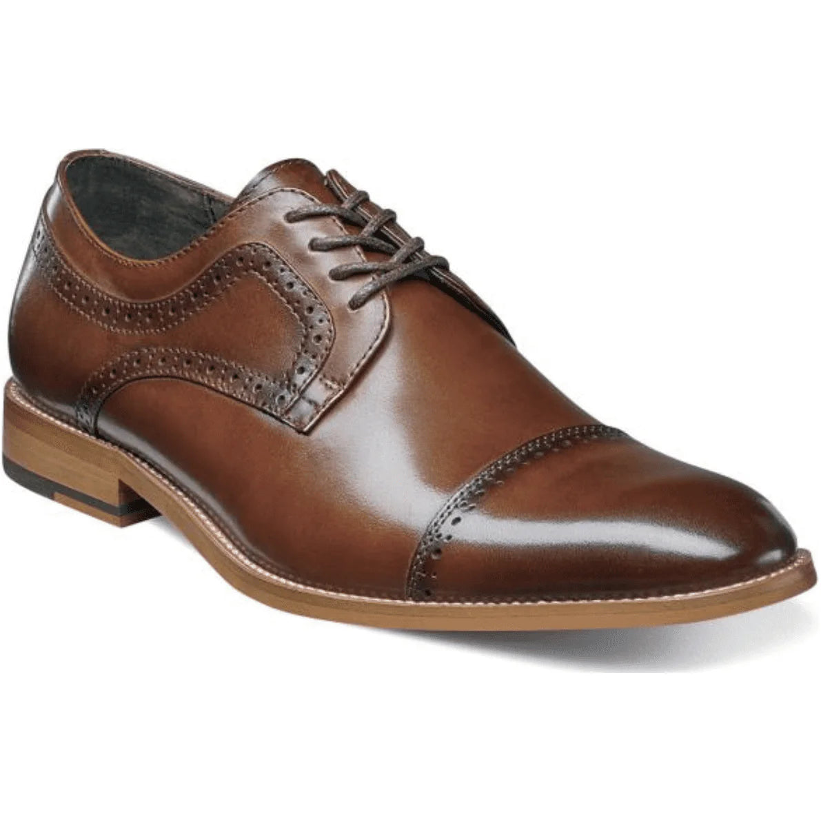 Shoes Stacy Adams Dickinson Cap Toe Oxford Cognac Leather 25066-221 - 6