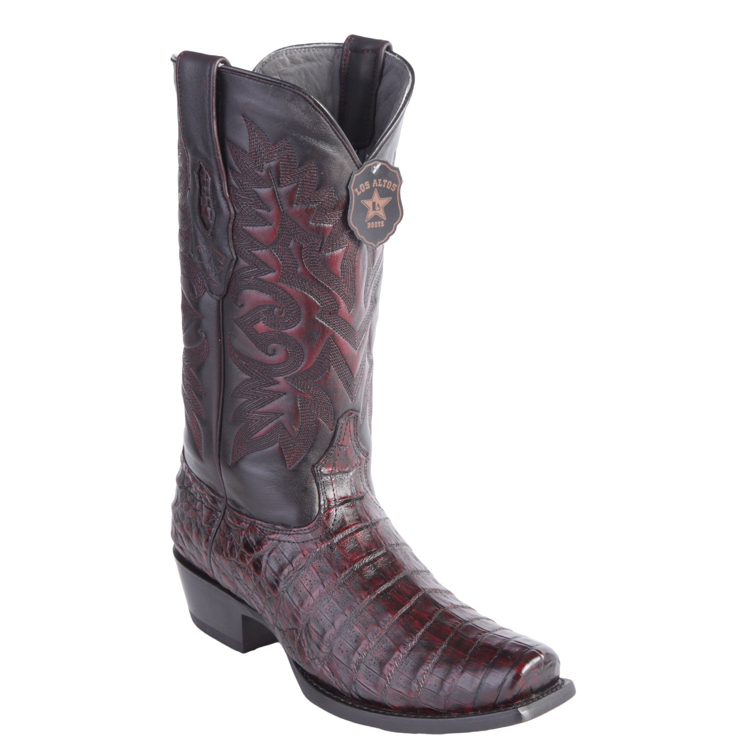 Black Cherry Caiman Cowboy Boots Square Toe - D