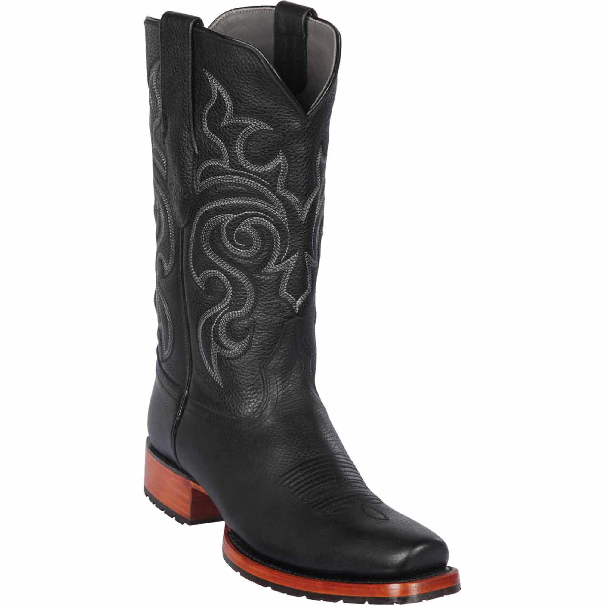 Black Square Toe Cowboy Boots - EE