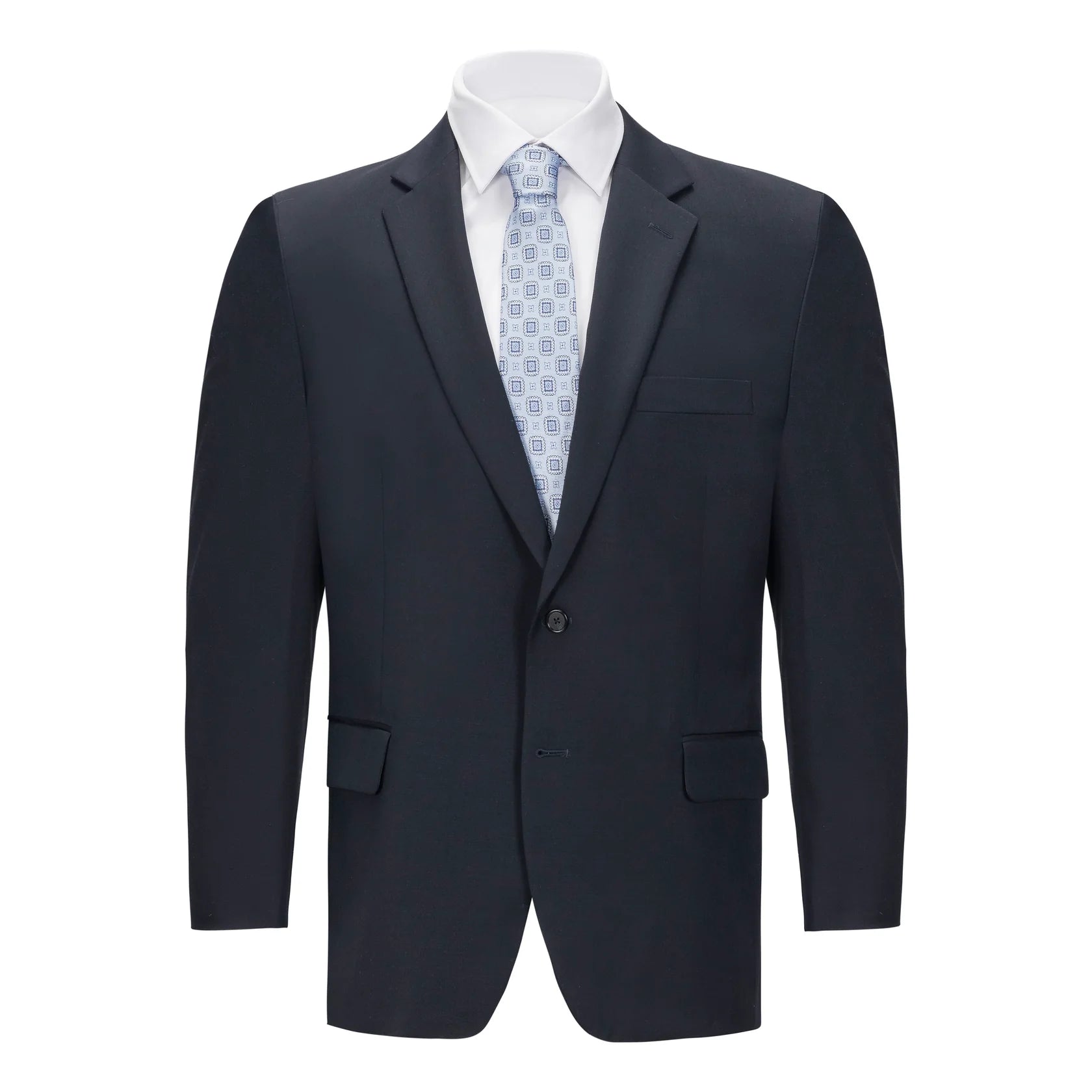 Men's Navy Portly Fit Suit Separate Jacket – Classic Wool Blend Formal Blazer - 34 Short or Extra Small