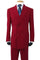"Burgundy Men's Classic Fit Double Breasted Poplin Suit"