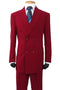 "Burgundy Men's Classic Fit Double Breasted Poplin Suit"