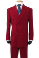 "Burgundy Men's Classic Fit Double Breasted Poplin Suit"