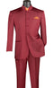 Master Collection - Regular Fit Men's 2 Piece Banded Collar Tuxedo Burgundy
