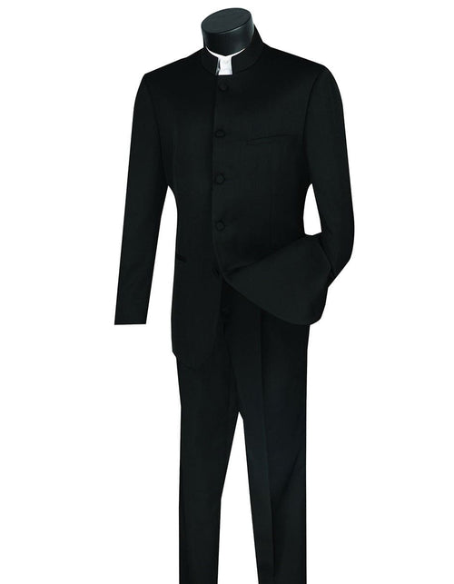 Mens 5 Buttons Mandarin Collar Tuxedo homecoming  Suit in black