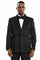 "Men's Slim Fit Double Breasted Black Paisley Tuxedo - Prom 2025 & Wedding Smoking Jacket"