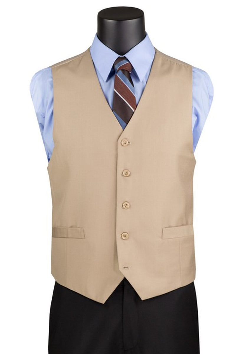 Beige Men's Suit Vest - Basic Style Essential for Formal Wear - Beige