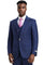 Men's Stacy Adams Vested One Button Side Peak Lapel Pinstripe Suit in Navy Blue