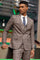 Modern Fit - "Mens Stacy Adams Suit -Stacy Adams Men's Modern Fit Suit - One Button Vested in Light Brown Windowpane Plaid"