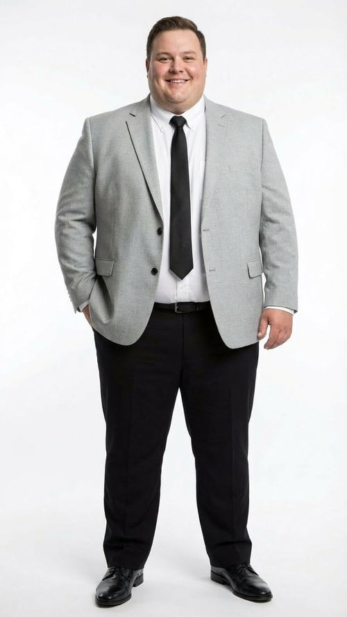 Mens Light Grey Slim Fit Blazer Sport Coat with Black Pants | Premium Formal and Smart Casual Outfit