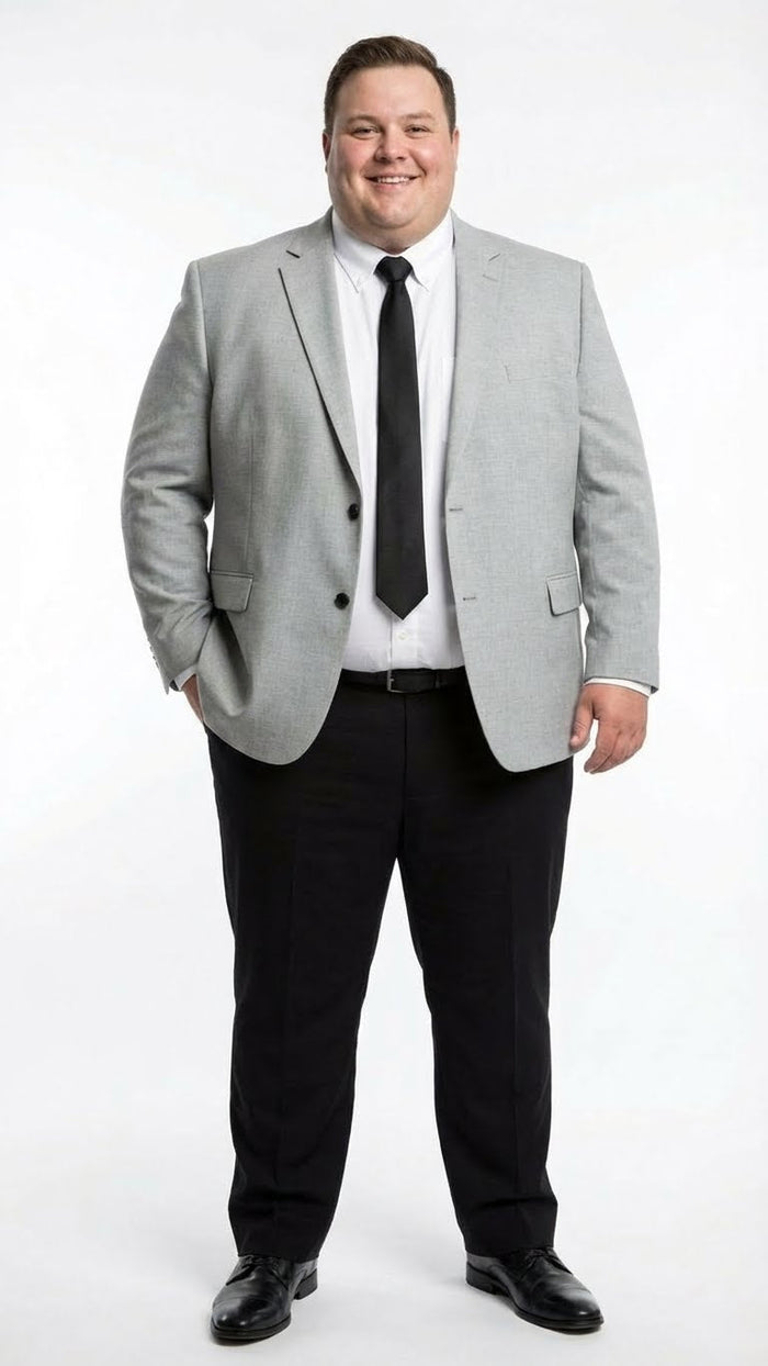 Mens Light Grey Slim Fit Blazer Sport Coat with Black Pants | Premium Formal and Smart Casual Outfit
