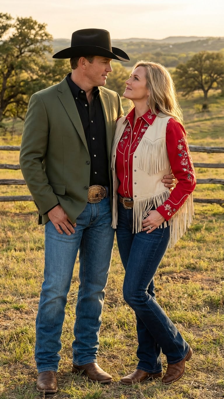 Men’s Olive Green Western Blazer Jacket, Classic Cowboy Style Sport Coat for Casual Formal Wear with Jeans - 36 Short