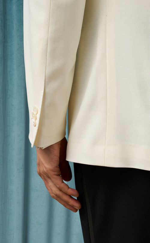 Mens Ivory Dinner Jacket  - Cream Wedding Tuxedo Jacket in Off White Blazer Shawl Collar Double breasted