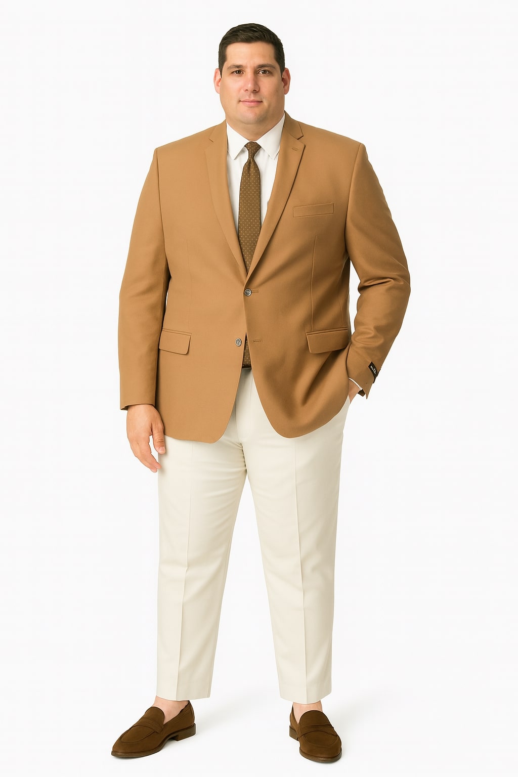 Mens Camel Brown Rustish Two-Button Classic Fit Sport Coat – Modern Blazer for Business and Special Occasions - 36 Short