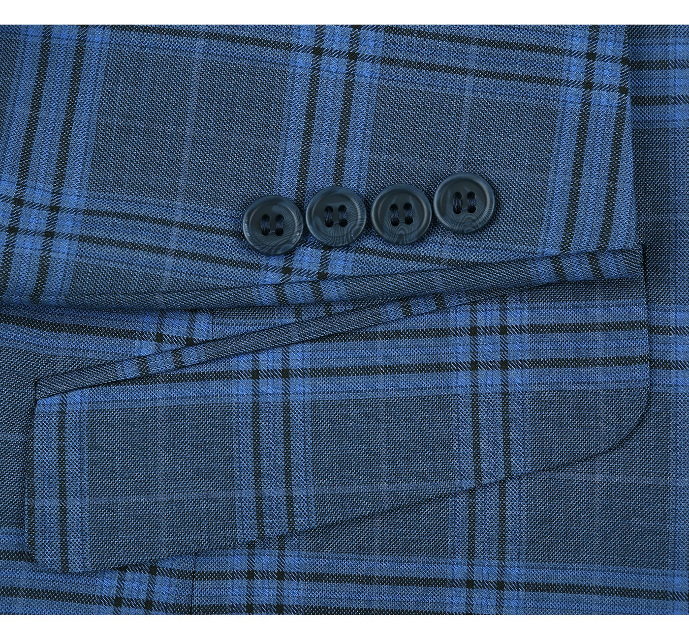 293-4 Men's 2-Piece Slim Fit Notch Lapel Stretch Windowpane Suit - 34Sx28W
