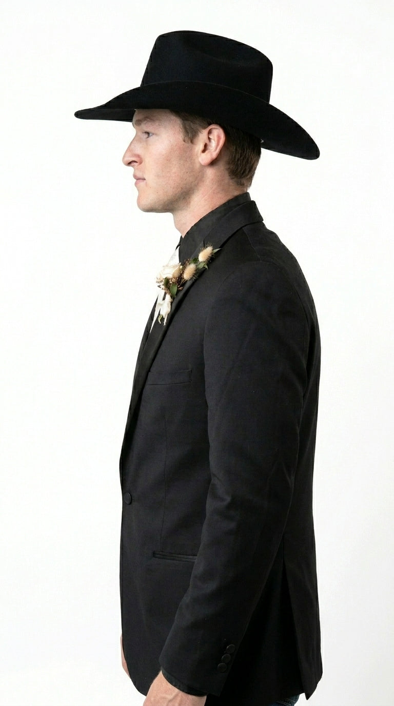 Men’s Black Tuxedo Western Blazer – Cowboy Style Formal Sport Coat Jacket for Dinner Jacket - 36 Short