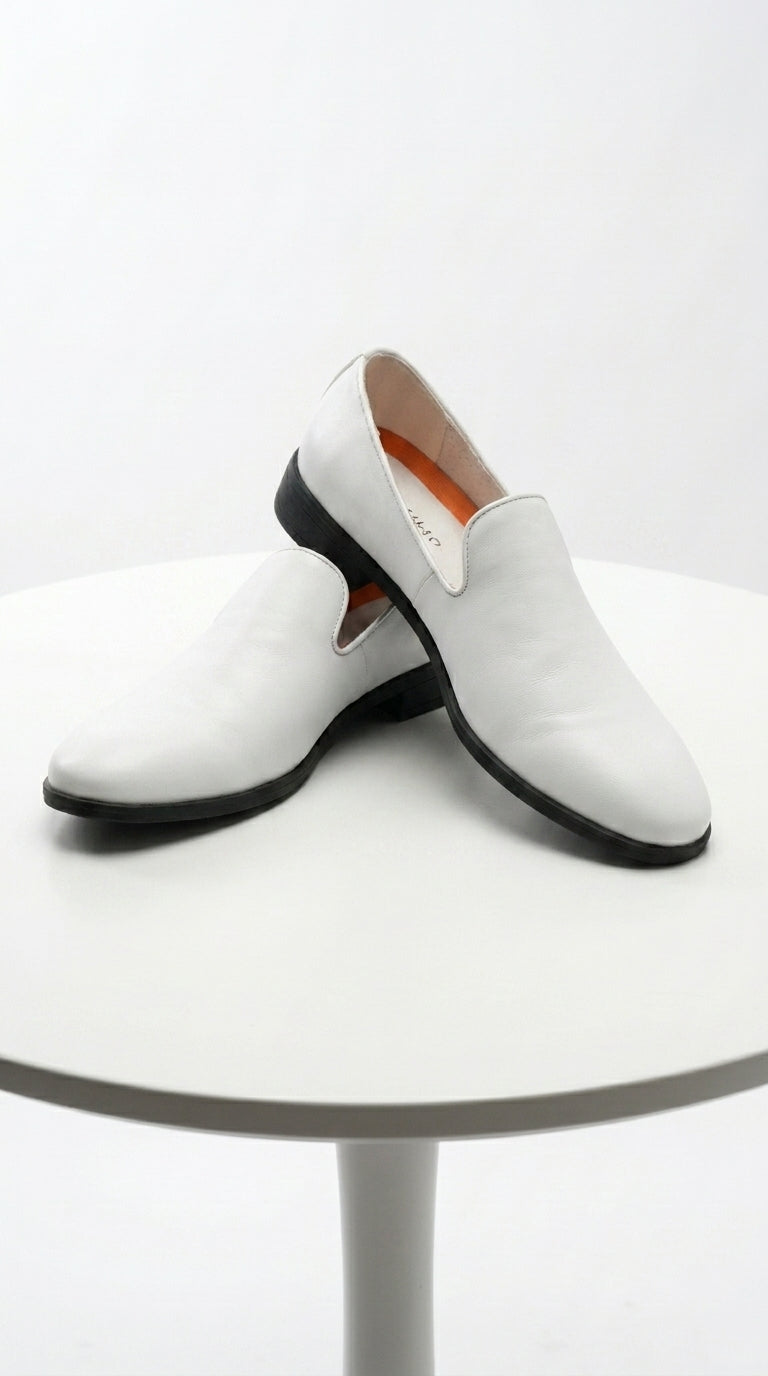 Men’s White Plain Toe Slip On Loafer Dress Shoes – Classic Formal Lightweight Shoes for Wedding, Party and Business Wear - 6 Standard / D / Medium