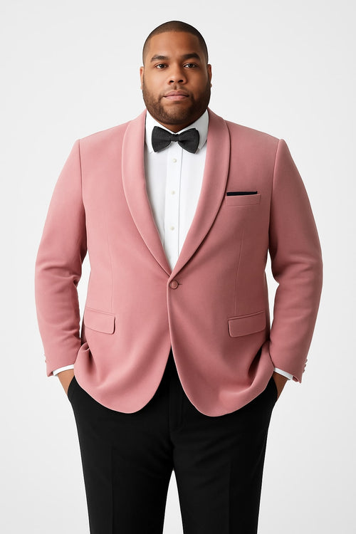Mens Pink Velvet Tuxedo Dinner Jacket with Shawl Lapel Slim Fit Blazer for Weddings, Prom in Rose Gold Color