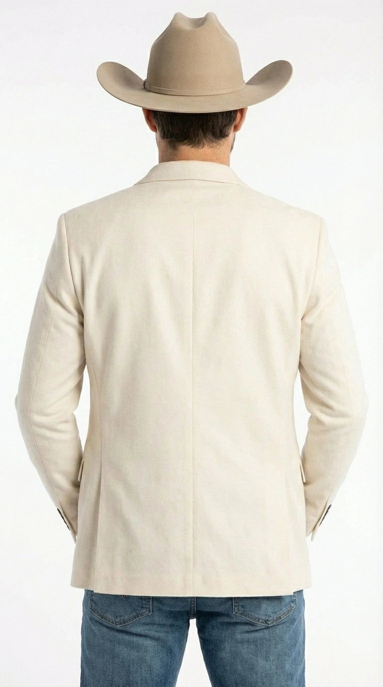 Men’s Off White Casual Blazer – Classic Western Style Lightweight Summer Cowboy Jacket Casual Ivory Cream Color - 36 Short