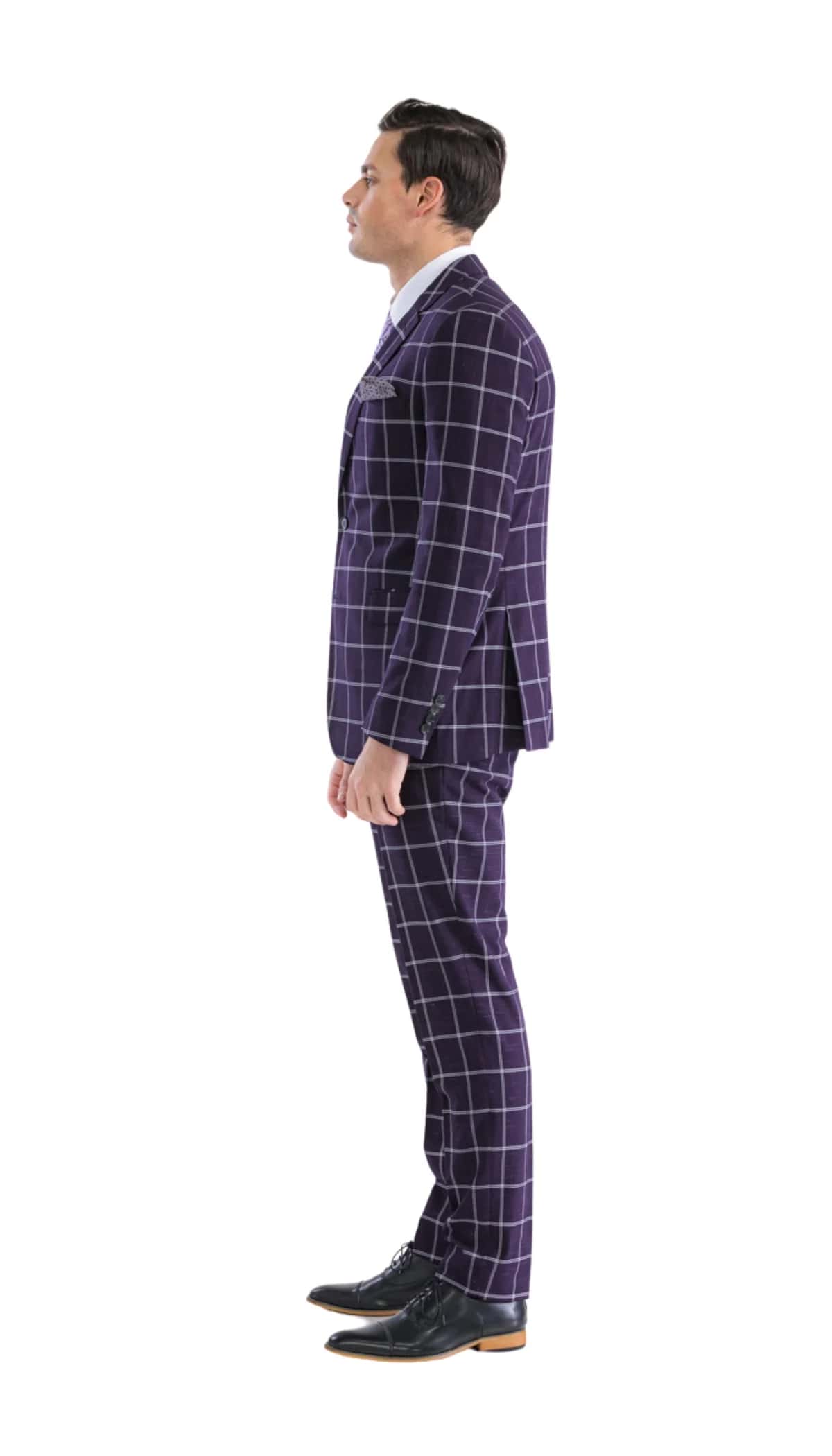 Mens Plaid Suit - Black Windowpane Suit - 1920 Suits - 34 Short or Extra Small