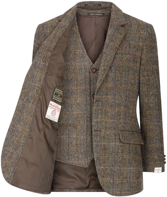 Walker and Hawkes Harris Tweed Blakemore Blazer for Men - Hand-Woven Wool Tweed Jacket with Polyester Lining, Regular Fit - 36 Short
