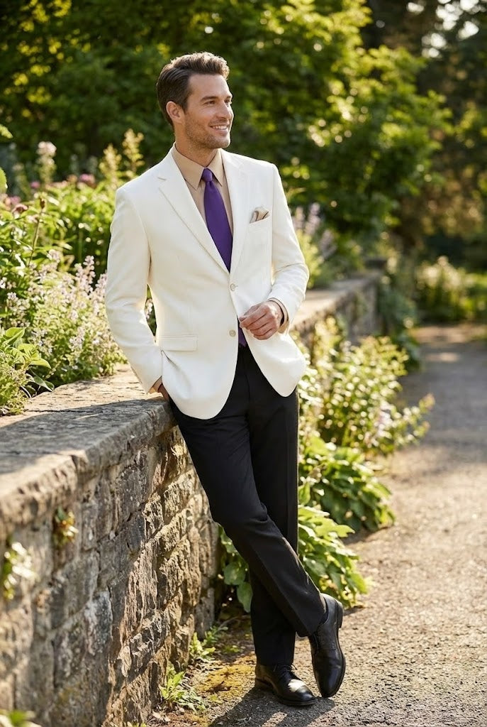 Mens White Blazer Jacket Classic Fit Formal Sport Coat with Gold Buttons