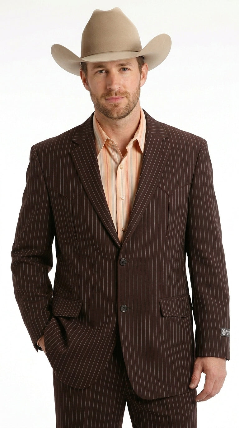 Men’s Pinstripe Western Suit – Classic Formal Blazer and Pant Set for Wedding, Traje Para Hombre Cowboy Style - 34 Short or Extra Small