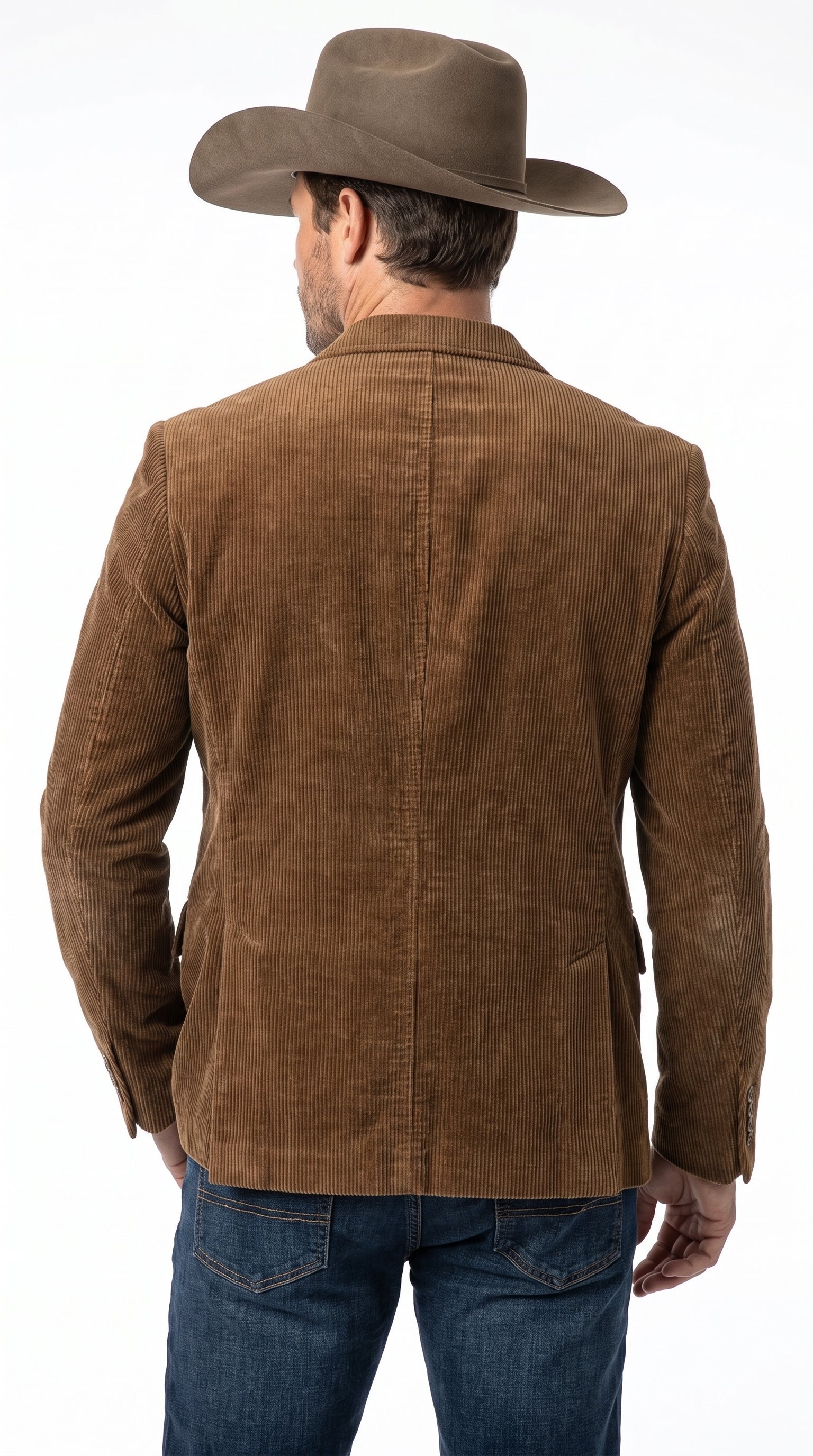 Men’s Brown Corduroy Country Blazer – Two-Button Western Sport Coat for Casual - 36 Short