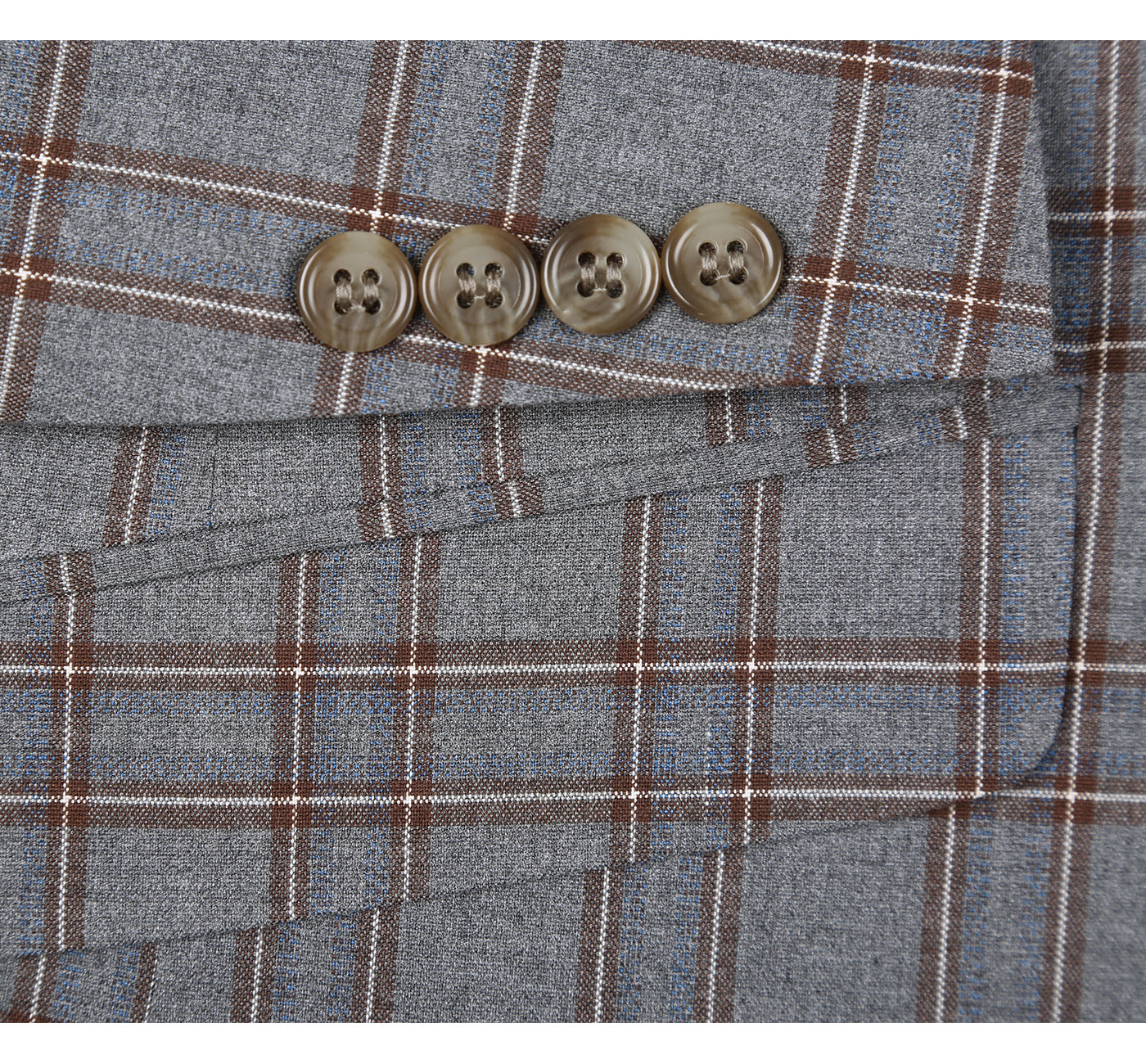 293-7 Men's Two Piece Slim Fit Stretch Windowpane Check Dress Suit - 36Sx30W