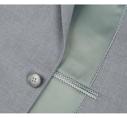 "Men's Slim Fit Two-Button Suit with Hack Pocket - Light Grey"
