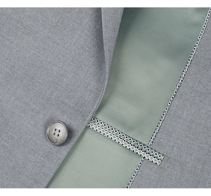 "Men's Slim Fit Two-Button Suit with Hack Pocket - Light Grey"