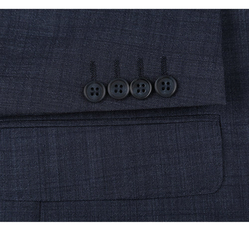 "Navy   Classic Fit Wool Blend Men's Suit - Two Button Basic"