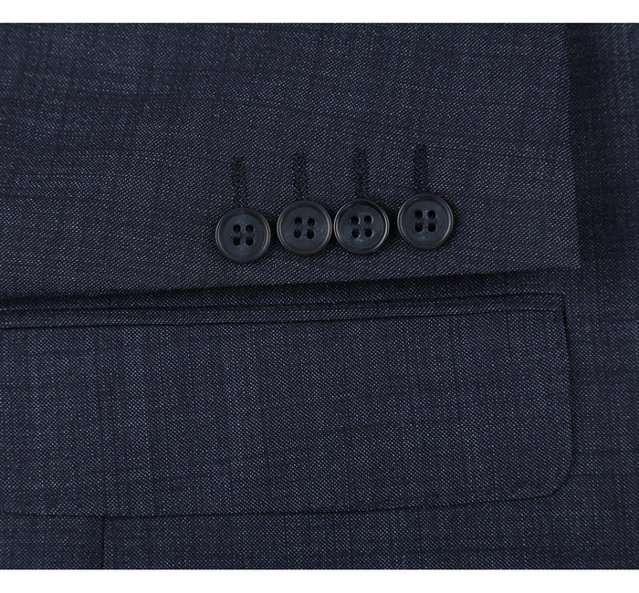 "Navy   Classic Fit Wool Blend Men's Suit - Two Button Basic"