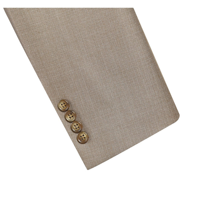 "Taupe Slim Fit Two-Button Men's Suit with Optional Vest" - 34 Short