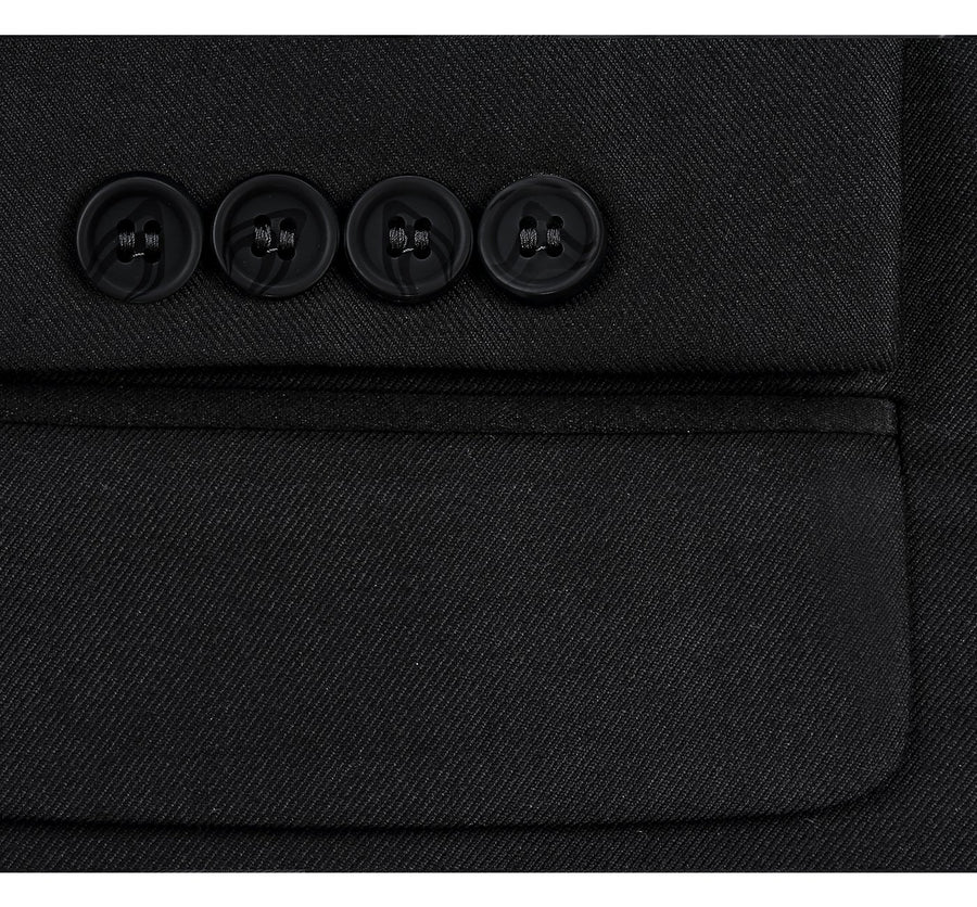 "Black Two-Button Extra Long Basic Men's Suit - Classic Elegance" - 42X Long