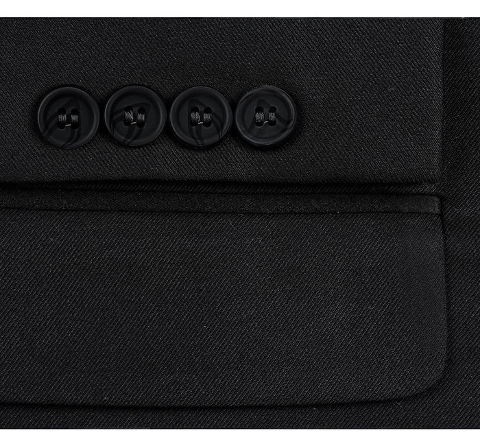 "Black Two-Button Extra Long Basic Men's Suit - Classic Elegance"