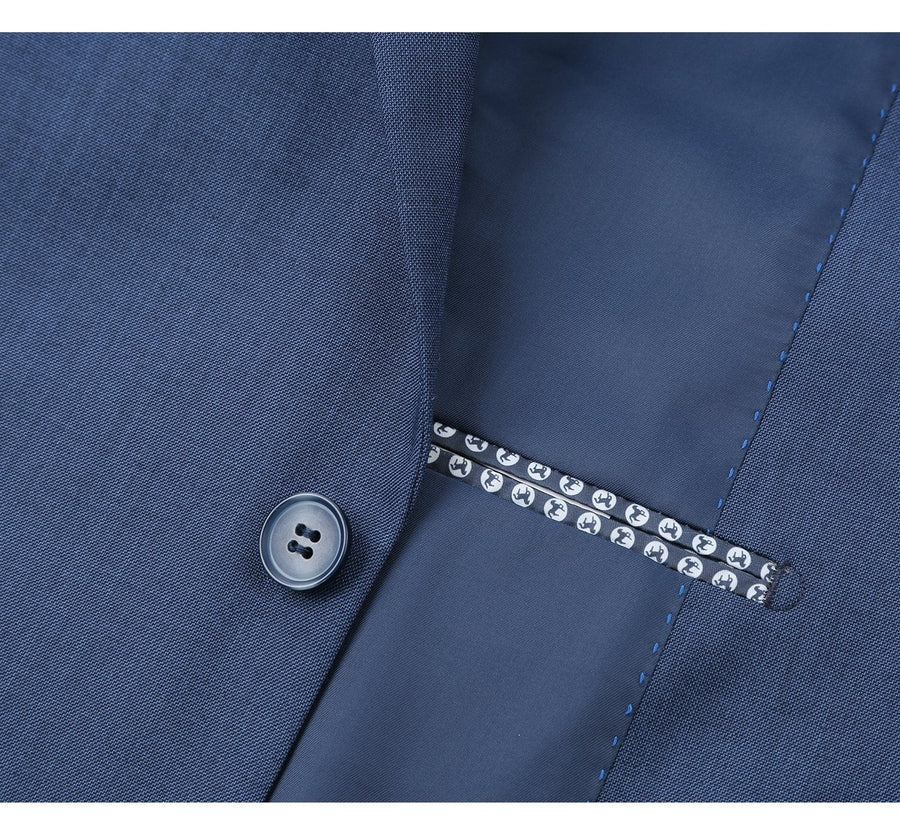 "Steel Blue Slim Fit Men's Suit - Two Button Hack Pocket Style"