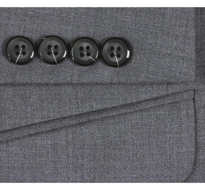 Grey Wool Slim Fit Two Button Men's Suit with Optional Vest