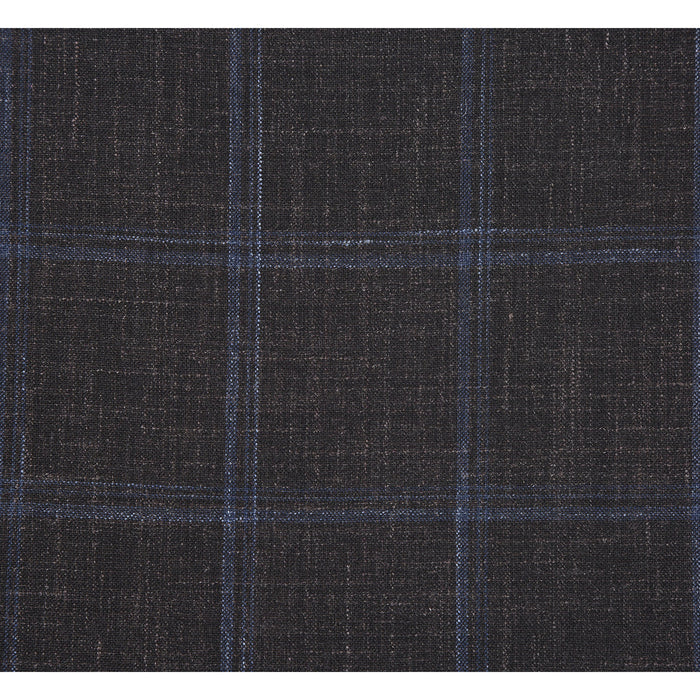 "Brown Windowpane Plaid Wool & Linen Sport Coat Blazer - Men's Classic Fit"