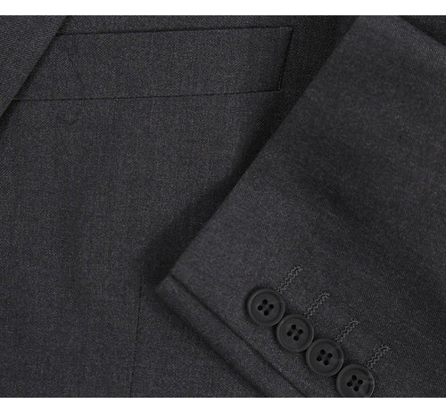 "Dark Grey Men's Extra Long Two-Button Basic Suit"