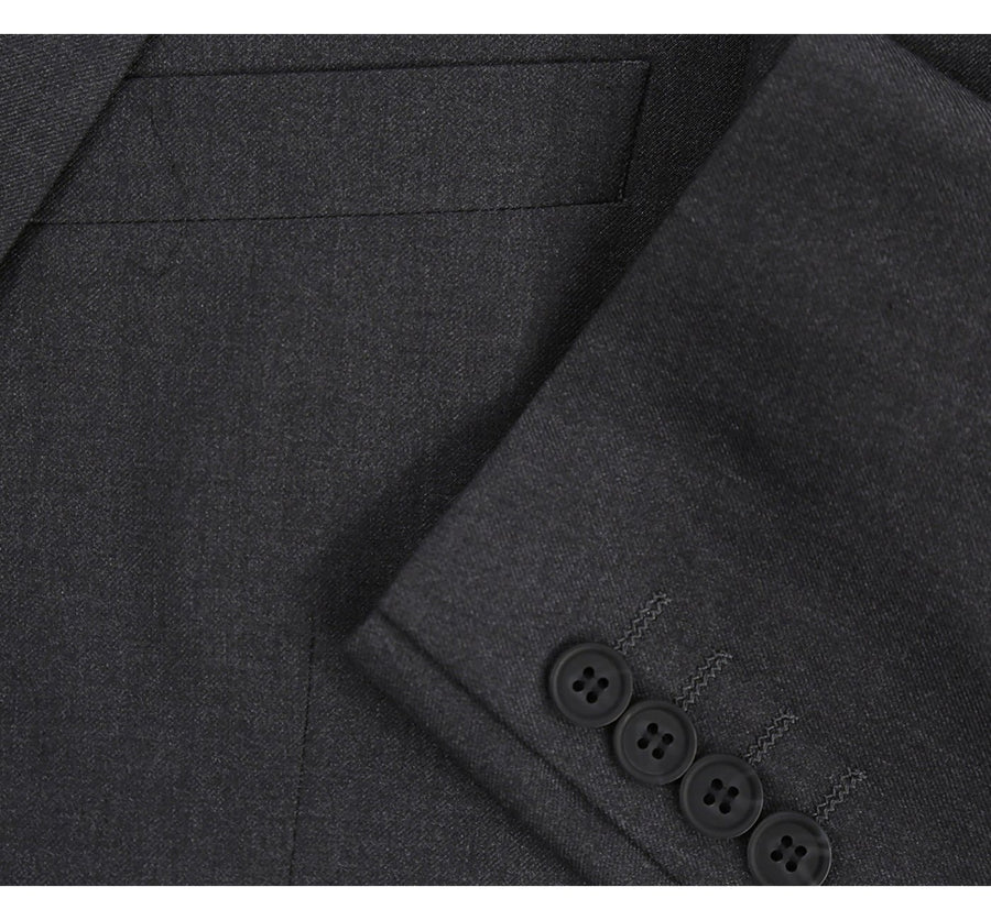 "Dark Grey Men's Extra Long Two-Button Basic Suit"
