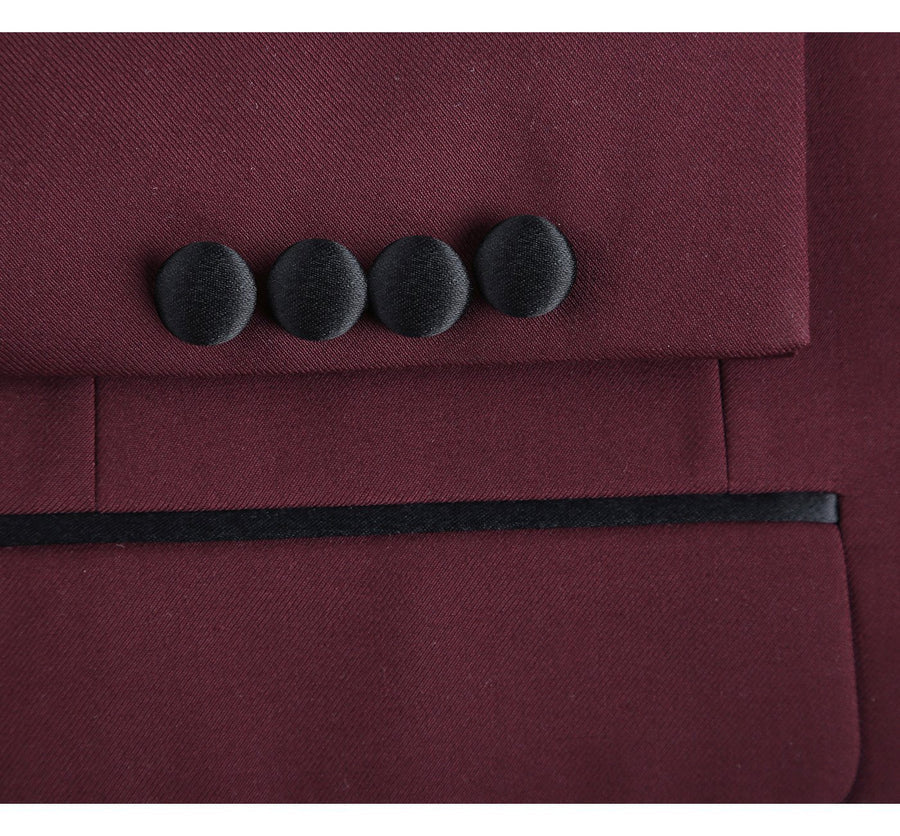 Burgundy Slim Fit Shawl Collar Tuxedo for Men - Traditional Style - 34 Short