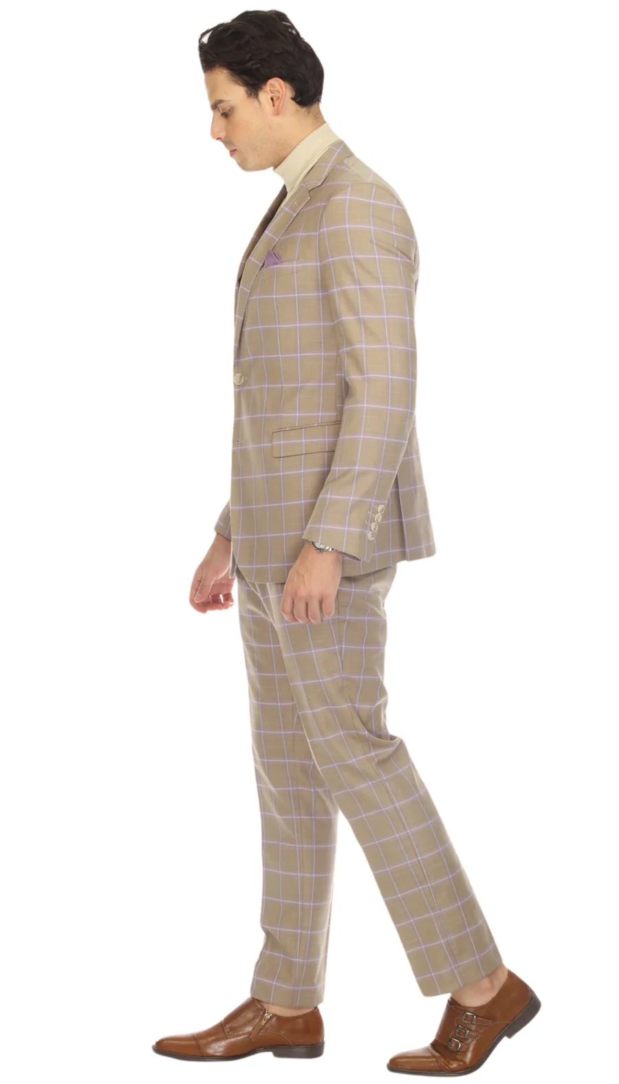 Modern Slim Fit Mens Suit – 2 Button Notch Lapel with U-Shaped Double Breasted Vest - 34 Short or Extra Small